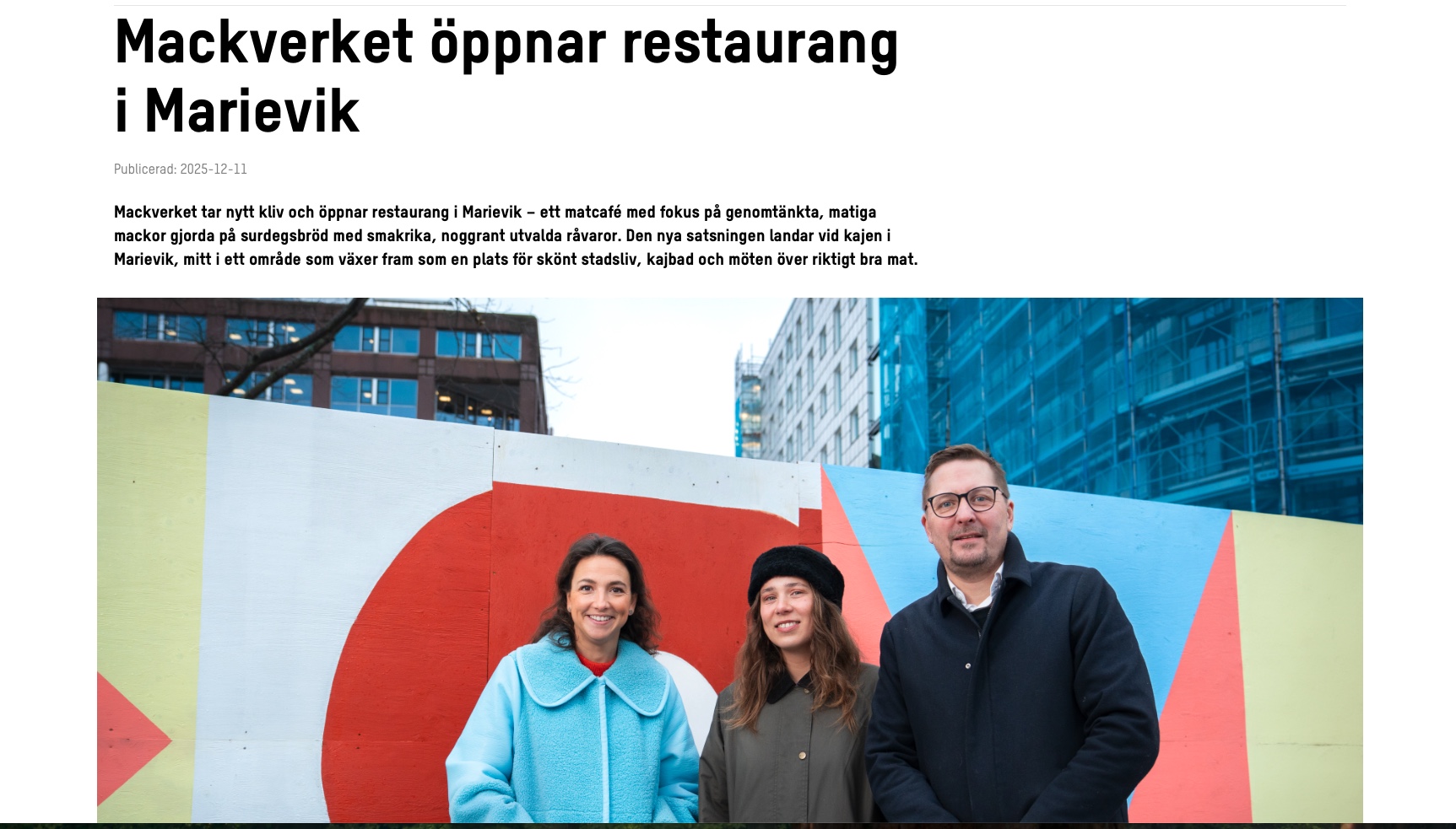 Mackverket är en unik restaurang i bland annat Marievik på Liljeholmen i Stockholm